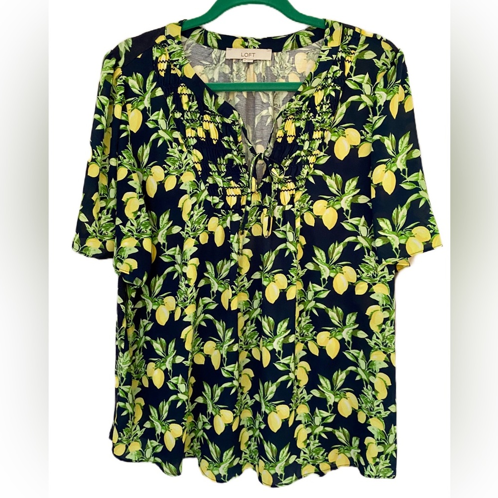 Final Price Leaving ClosetLoft xl lemon yellow navy blouse